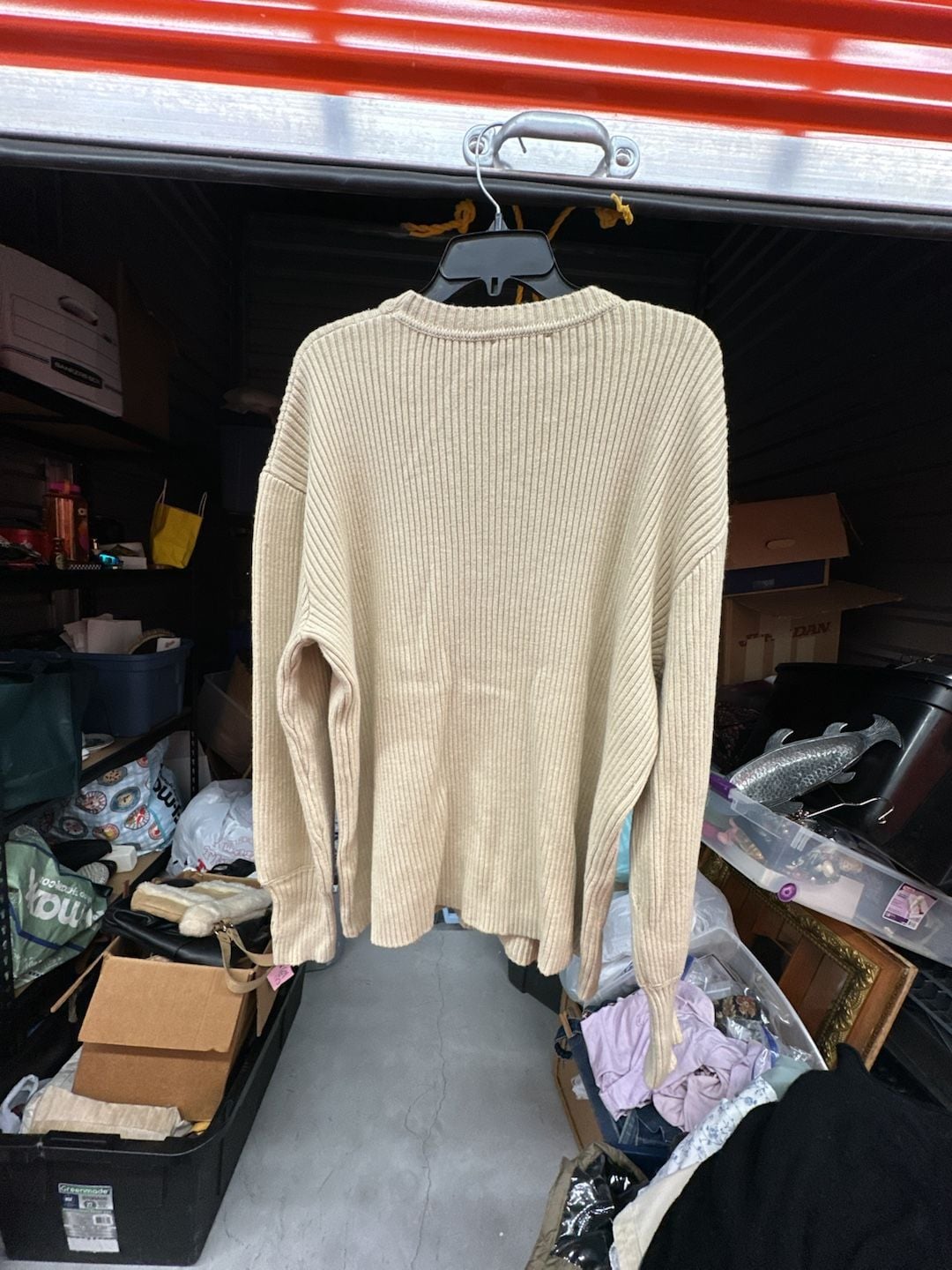 Kittenish X-Large Beige Ribbed Knit Pullover Sweater 5