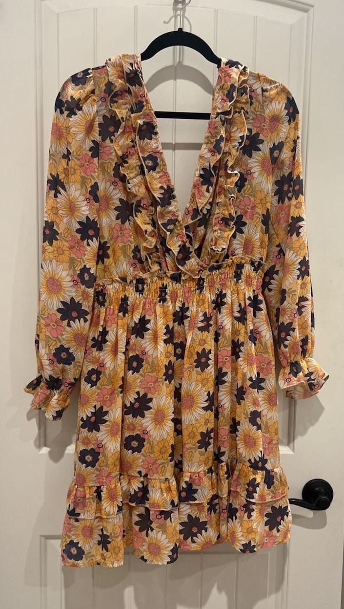 Forever 21 Long Sleeve Ruffle Dress Size 0X 2