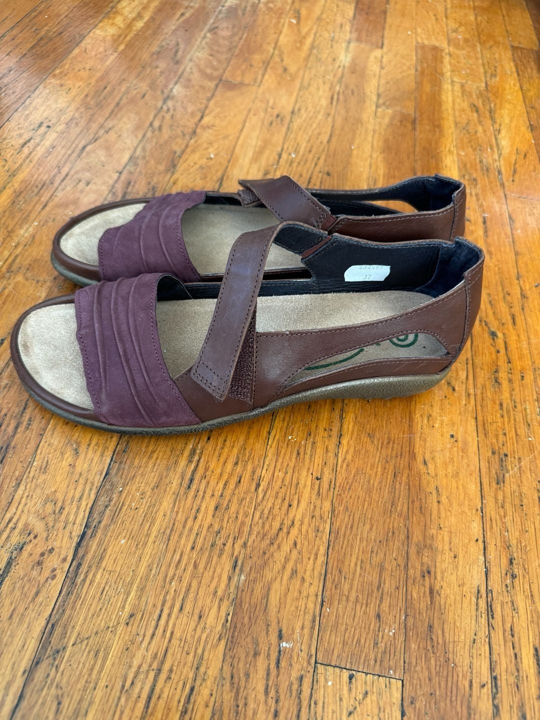 Naot Papaki Brown and Purple Leather Nubuck Sandals Women's Size 37 2