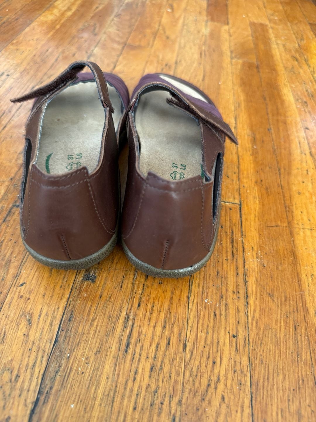 Naot Papaki Brown and Purple Leather Nubuck Sandals Women's Size 37 3