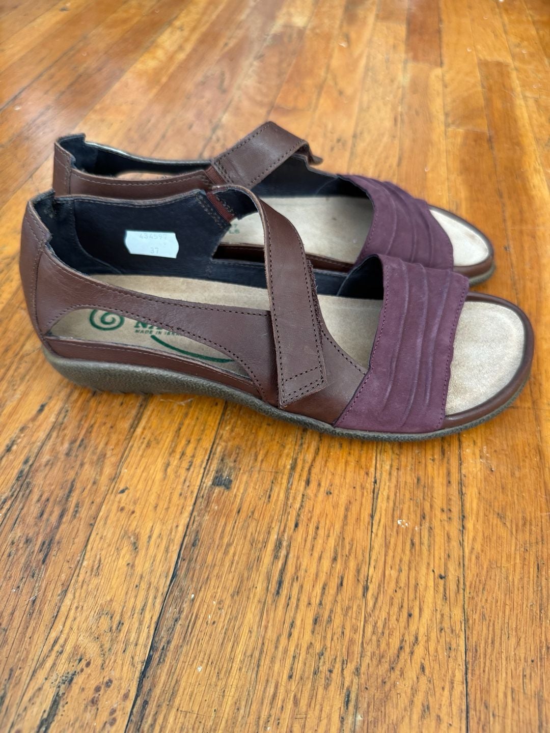 Naot Papaki Brown and Purple Leather Nubuck Sandals Women's Size 37 4