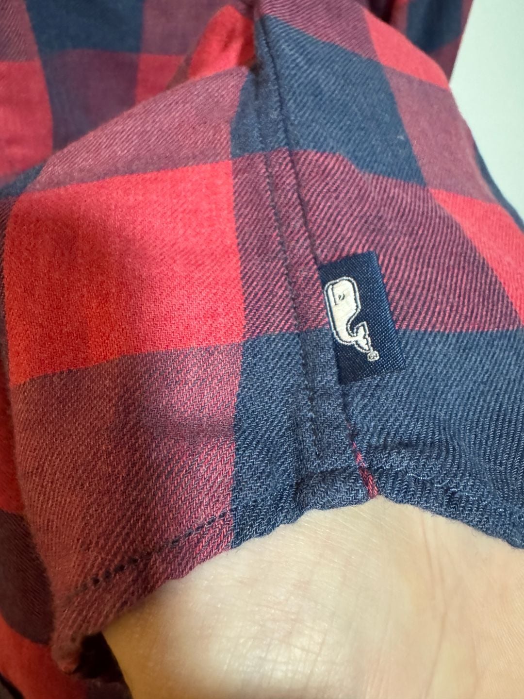 Vineyard Vines Slim Fit Crosby Shirt Men’s Small Red Navy Buffalo Plaid Linen 7