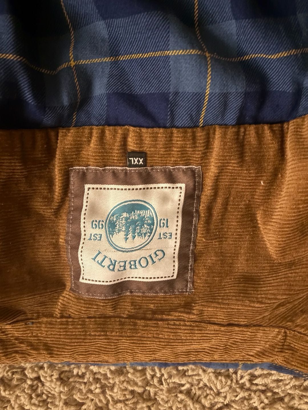 Gioberti Men's Brushed Flannel Plaid Checkered Shirt with Corduroy Blue XXL 4