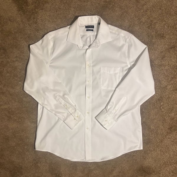 Lauren Ralph Lauren Men's White Regular Fit Button-Up Dress Shirt 17 34/35 XL