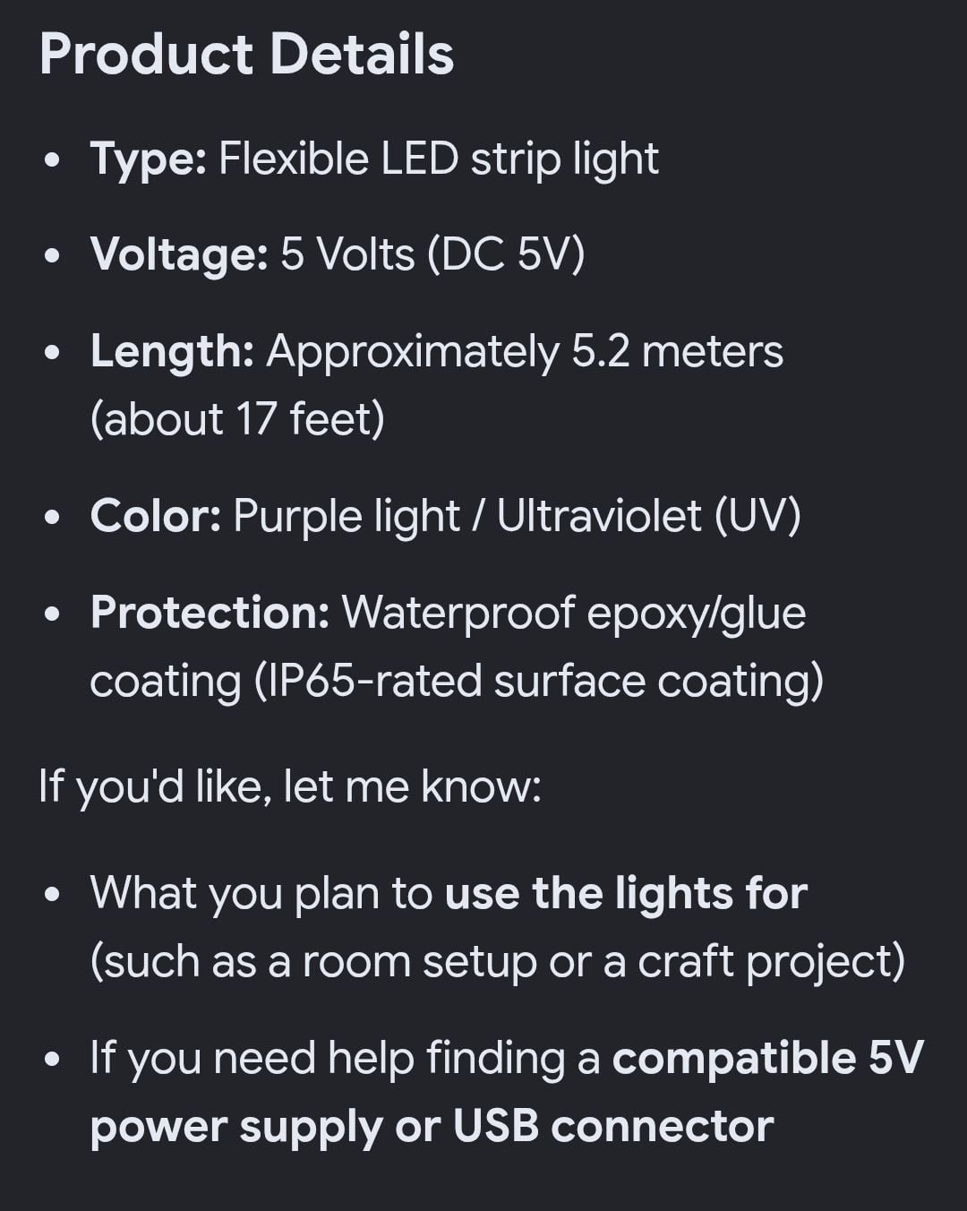 5V 5.2M Waterproof Epoxy UV Purple Light Flexible LED Strip Light 3