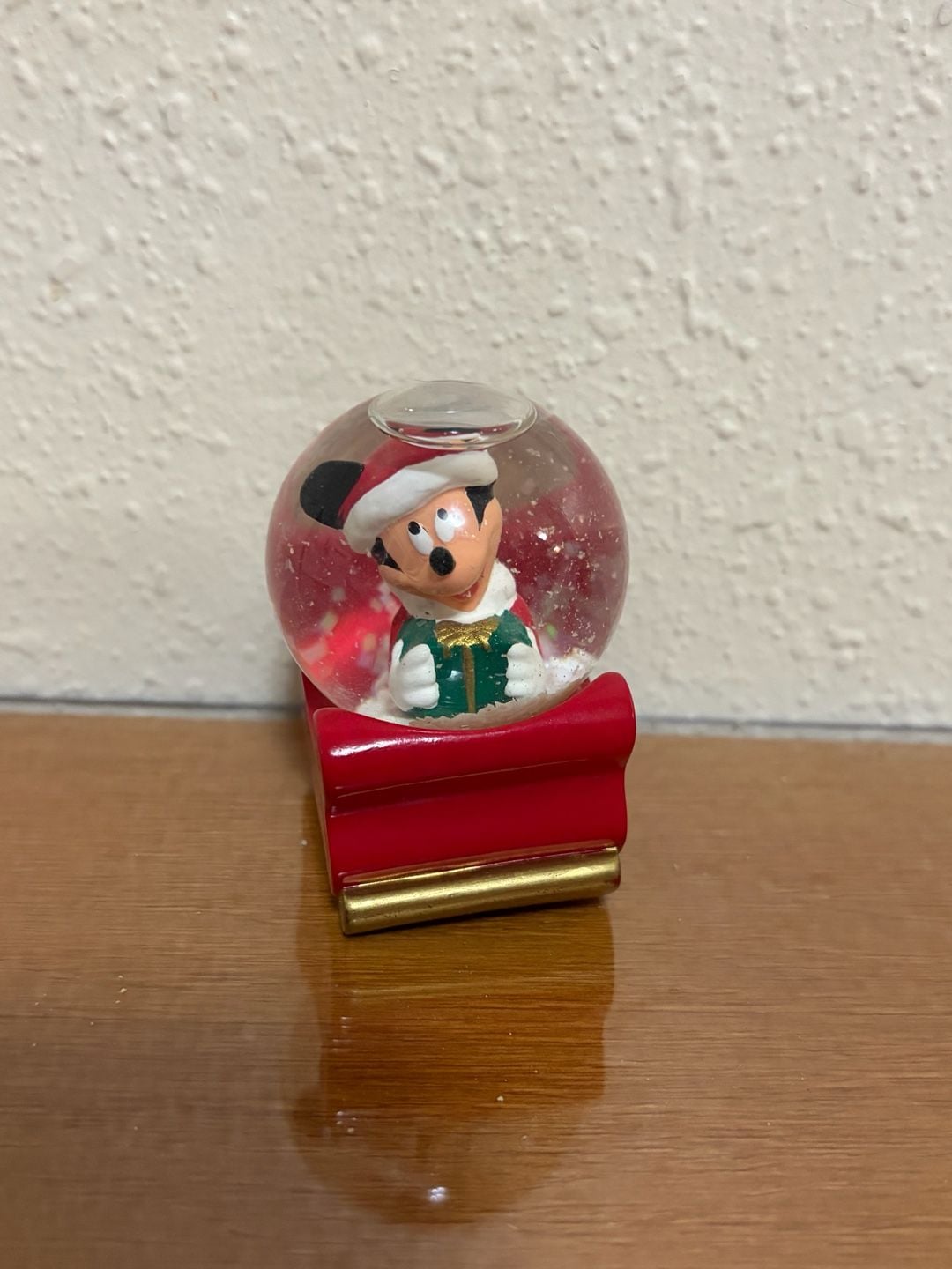 Disney Mickey Mouse Christmas Mini Snow Globe in Sleigh, 2003 1