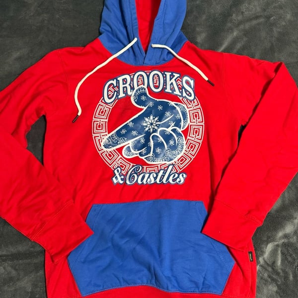 Crooks & Castles Red and Blue Hoodie