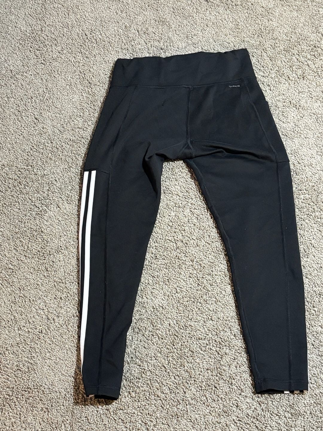 Adidas Women's Black 3-Stripes Climalite Pocket Leggings Size M 7