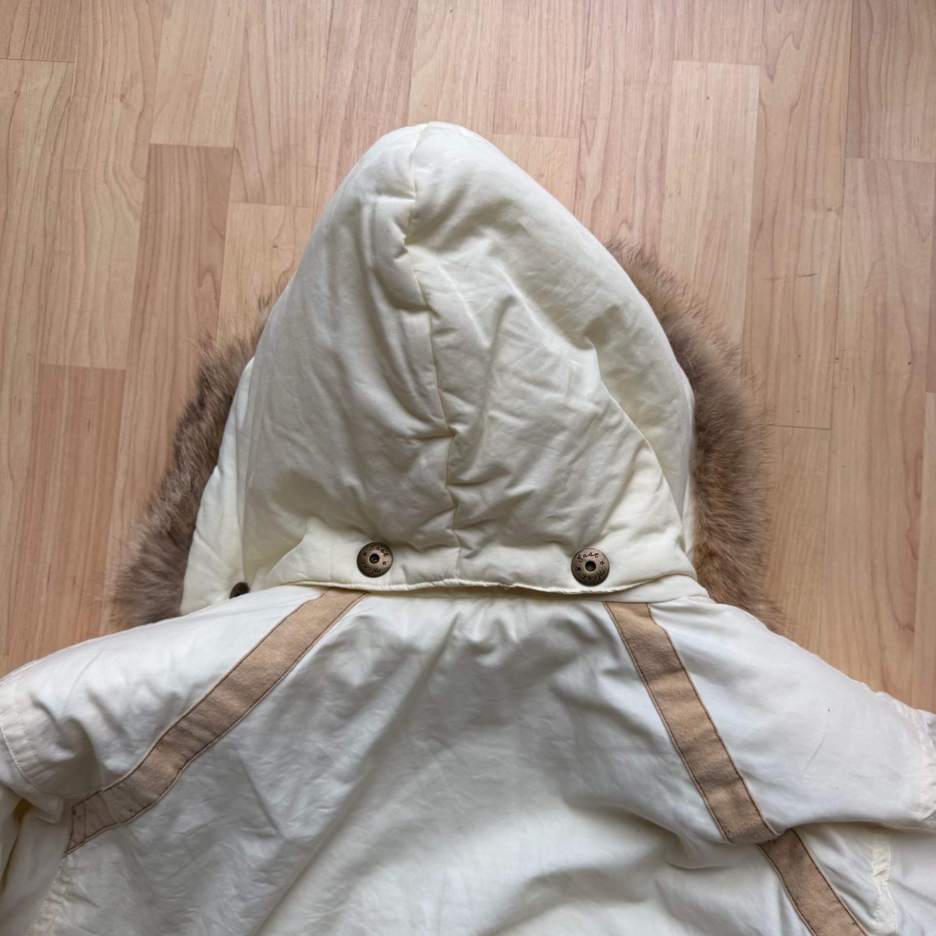 Vintage East West 80s Padded Hooded Winter Jacket with Coyote Fur Trim 9