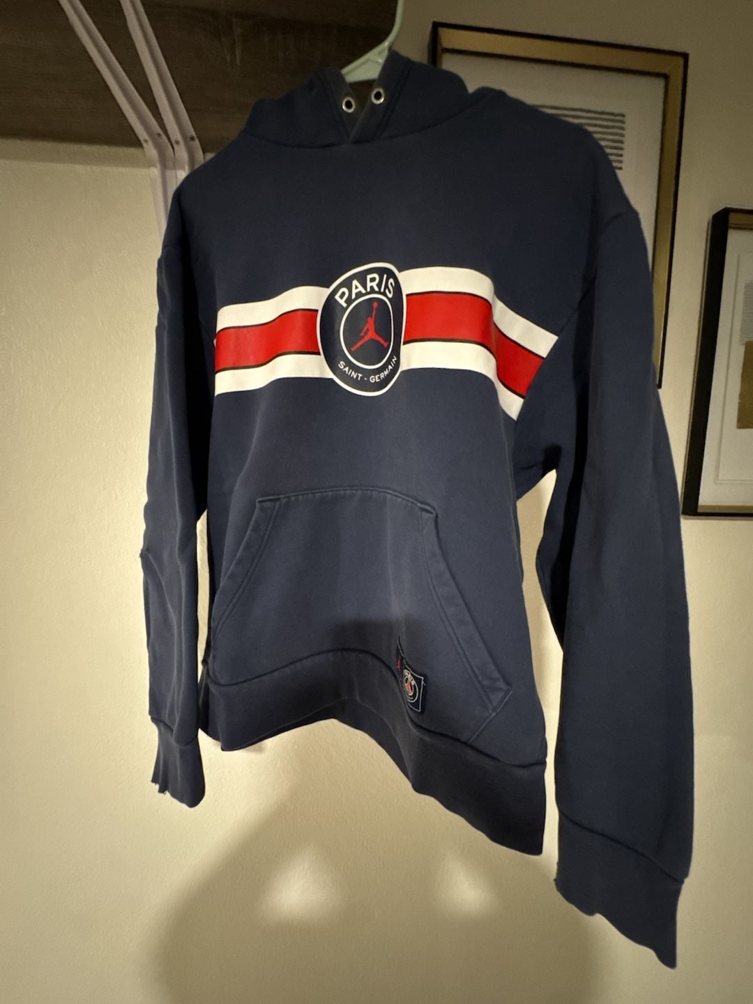 Jordan x Paris Saint-Germain PSG Big Logo Men's Fleece Pullover Hoodie 2