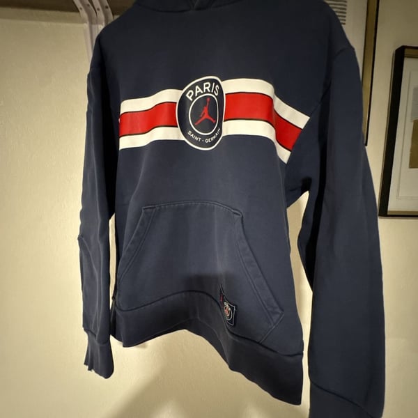 Jordan x Paris Saint-Germain PSG Big Logo Men's Fleece Pullover Hoodie