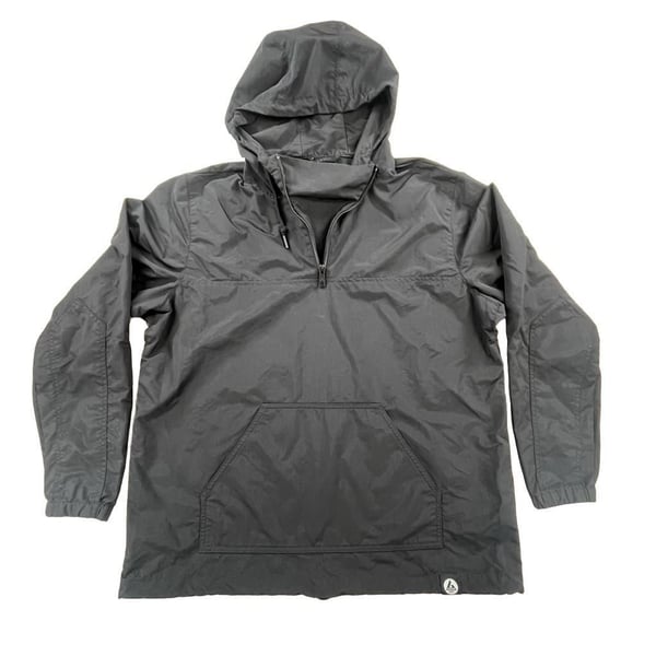 American Giant Black Nylon Pullover Anorak Hooded Jacket XL Made in USA