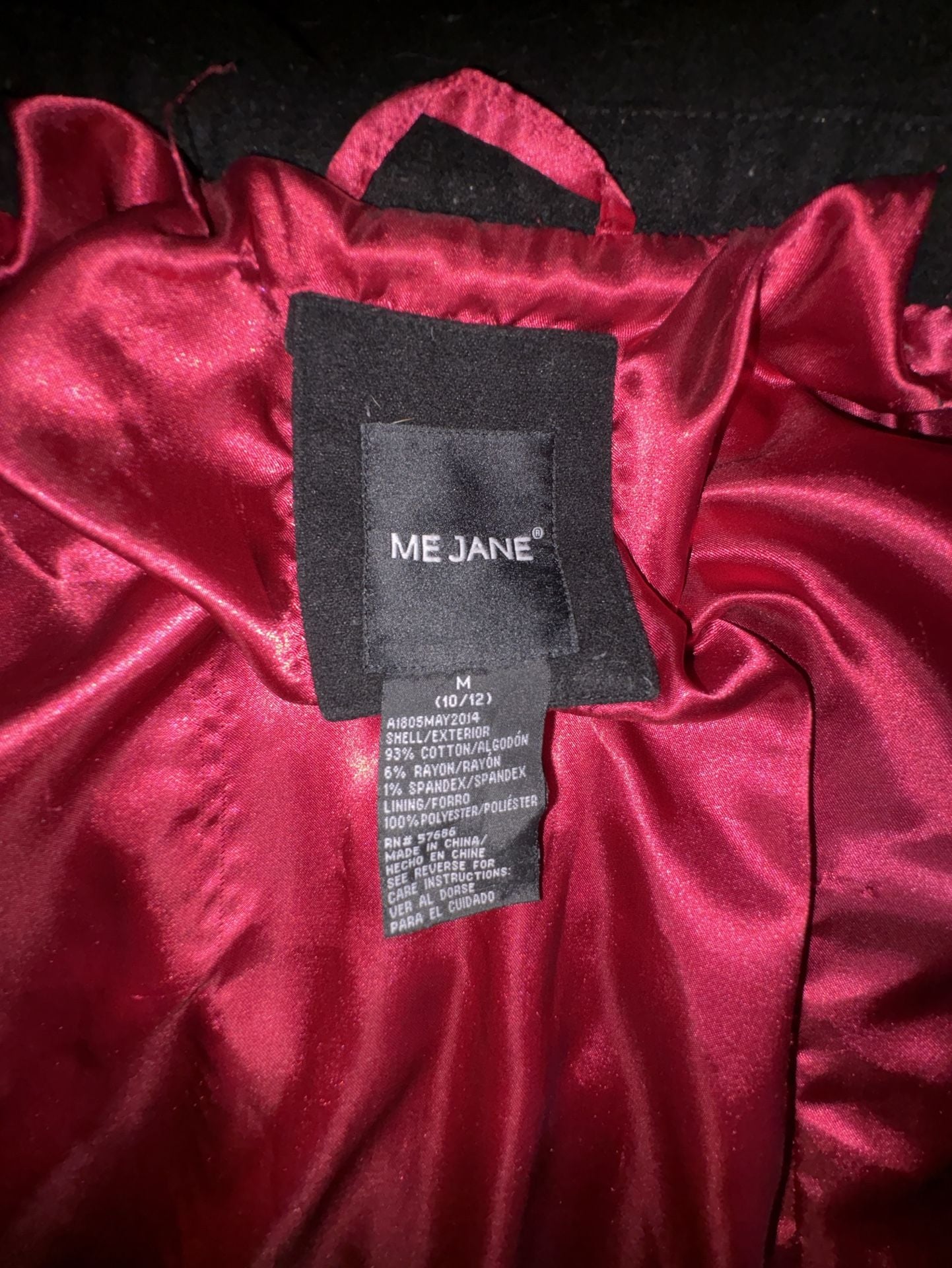 Me Jane Girls Gray Pea Coat Size 10/12 | Red Satin Lining (171) 4