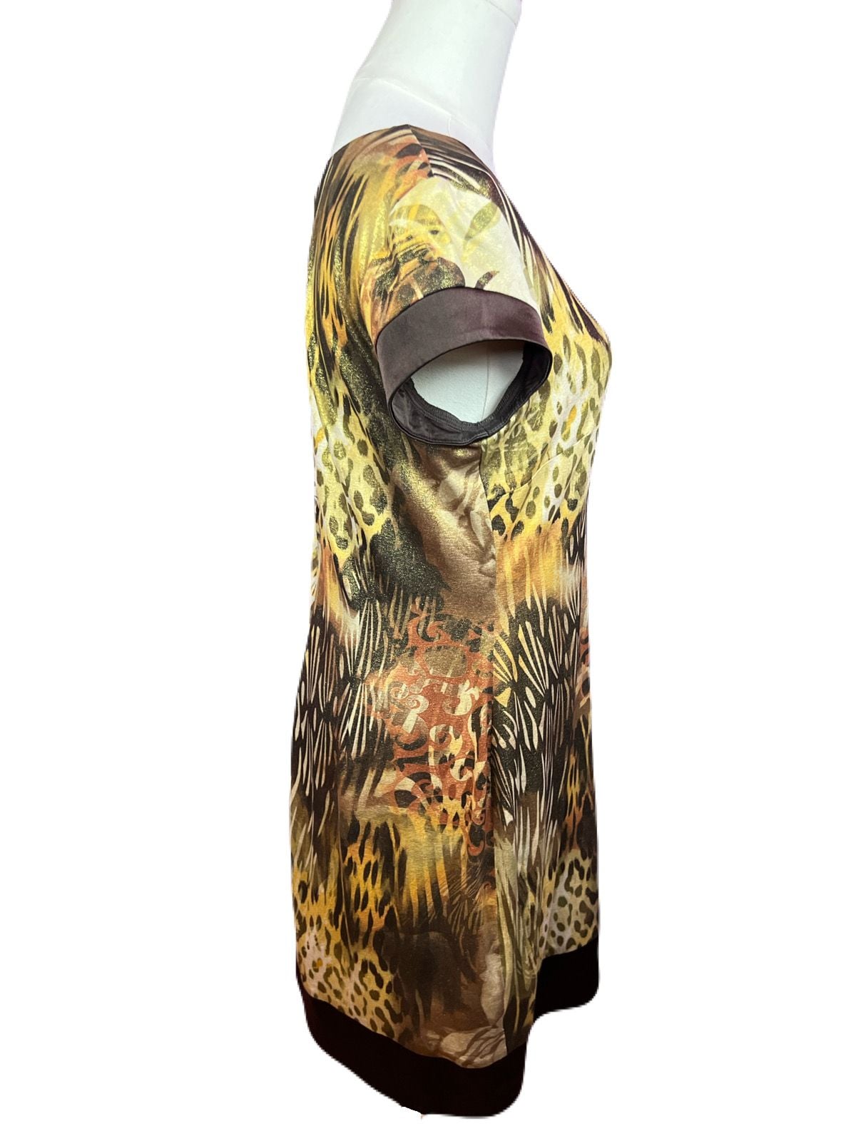 Caché Animal Print Floral Metallic Bodycon Vintage Y2K Cocktail Mini Dress Size 10 4