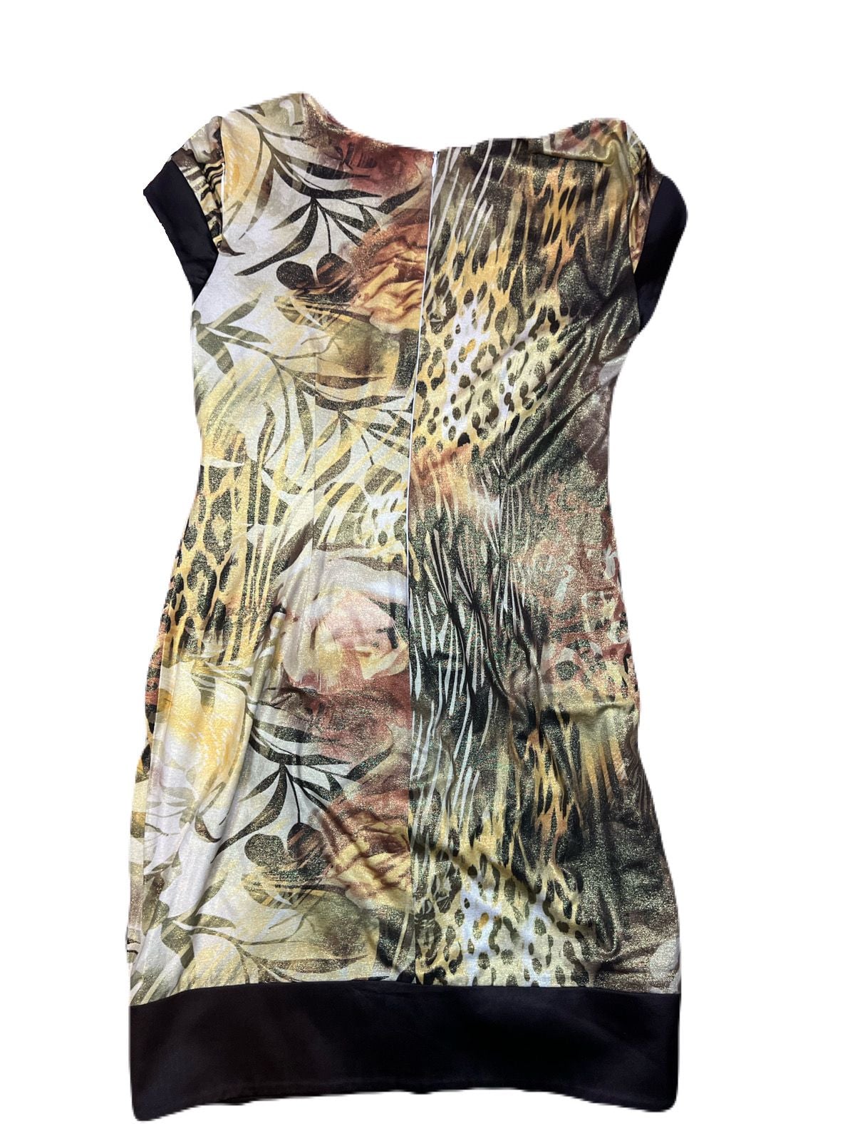 Caché Animal Print Floral Metallic Bodycon Vintage Y2K Cocktail Mini Dress Size 10 6