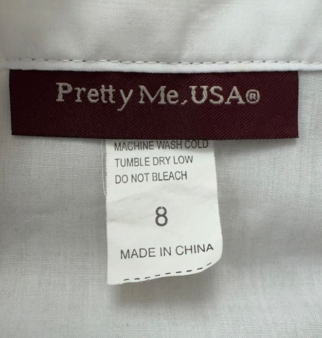 Pretty Me USA White Pleated Tuxedo Dress Shirt Size 8 4
