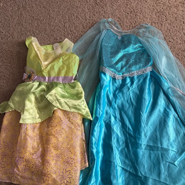 Elsa Dress and Tiana Dress 4-6 sz