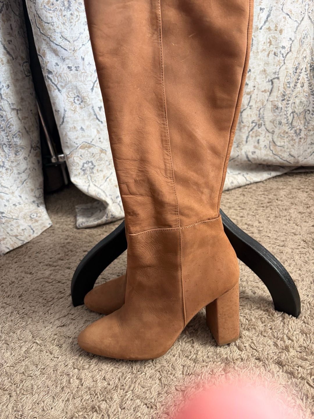 Steve Madden Ninny Camel Nubuck Leather Knee High Heeled Boots Size 9M 2