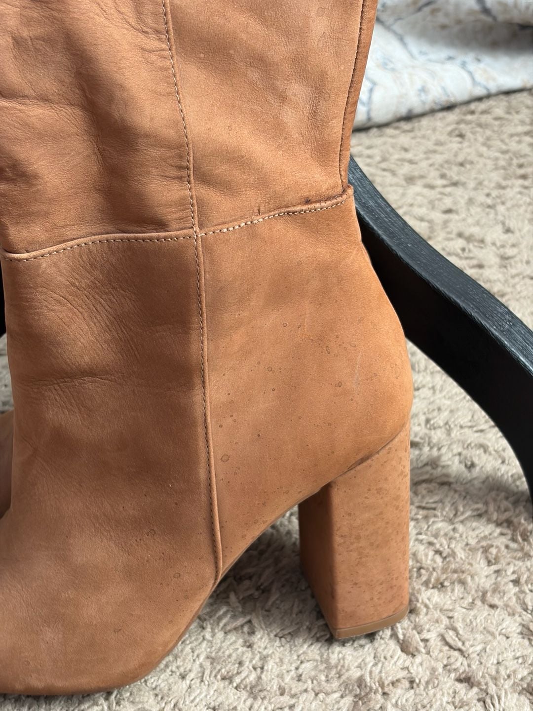 Steve Madden Ninny Camel Nubuck Leather Knee High Heeled Boots Size 9M 3