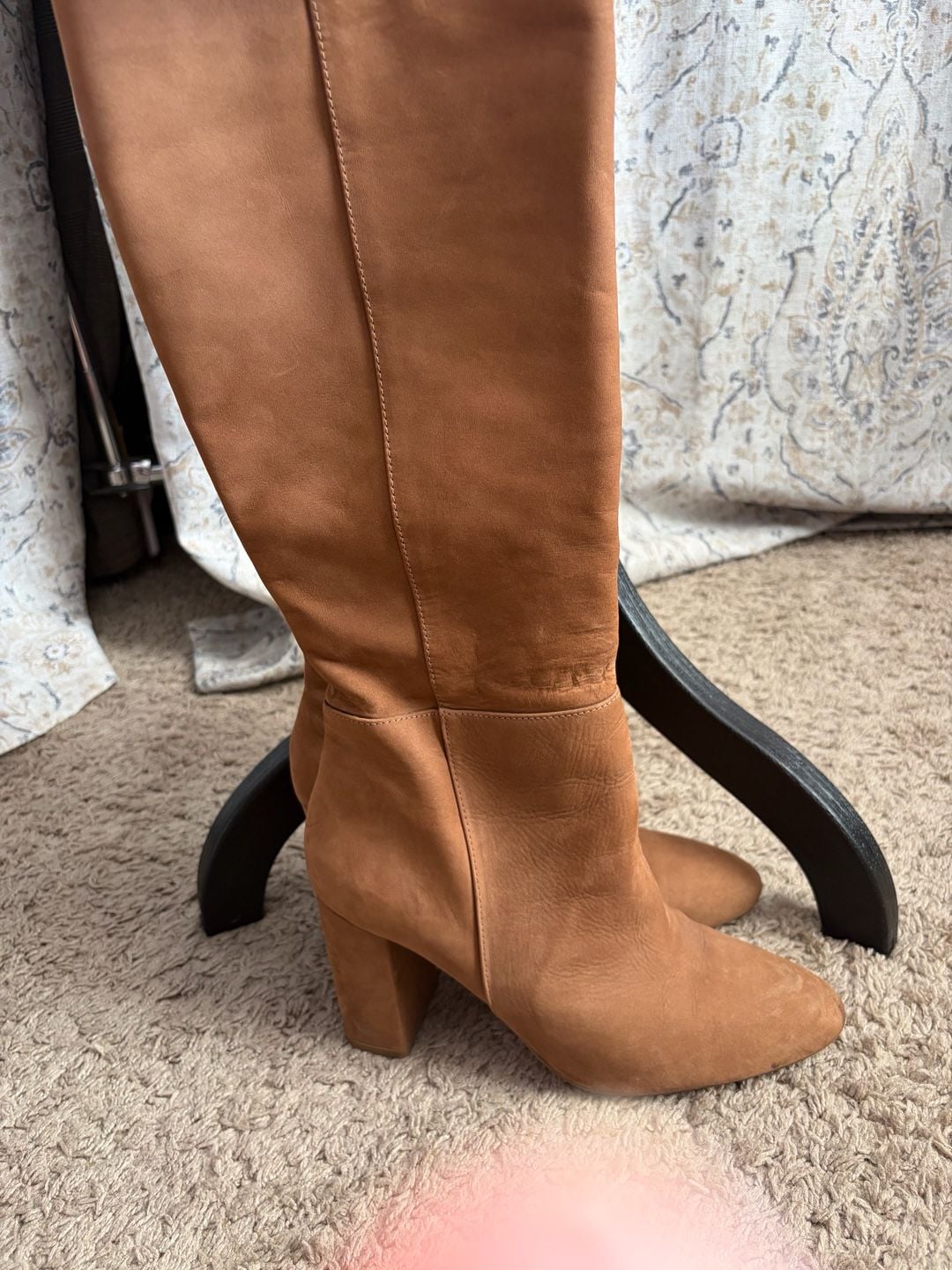Steve Madden Ninny Camel Nubuck Leather Knee High Heeled Boots Size 9M 5