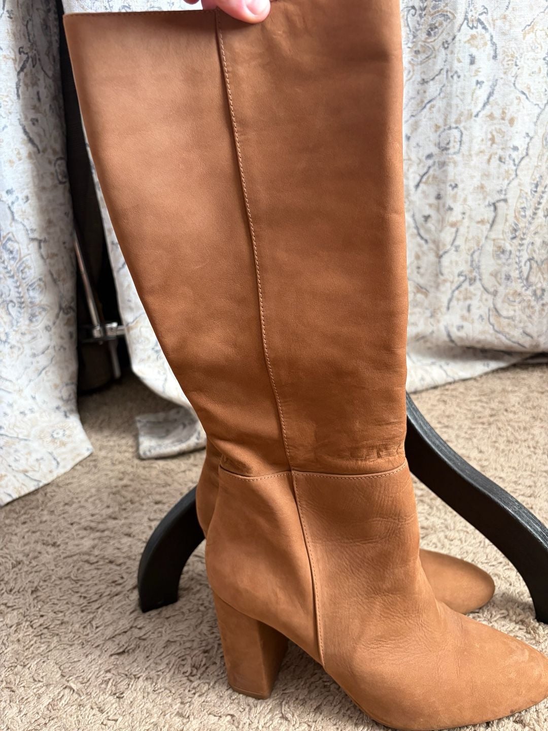 Steve Madden Ninny Camel Nubuck Leather Knee High Heeled Boots Size 9M 6