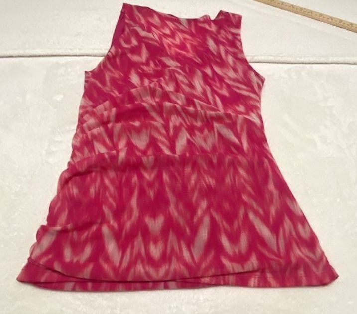 INC International Concepts Printed Top Blouse Pink White Petite PS 11