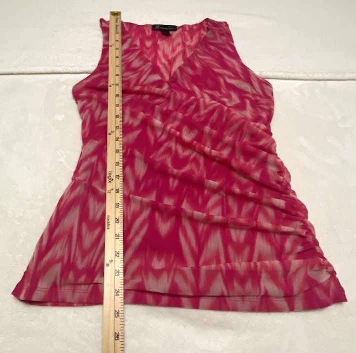 INC International Concepts Printed Top Blouse Pink White Petite PS 9