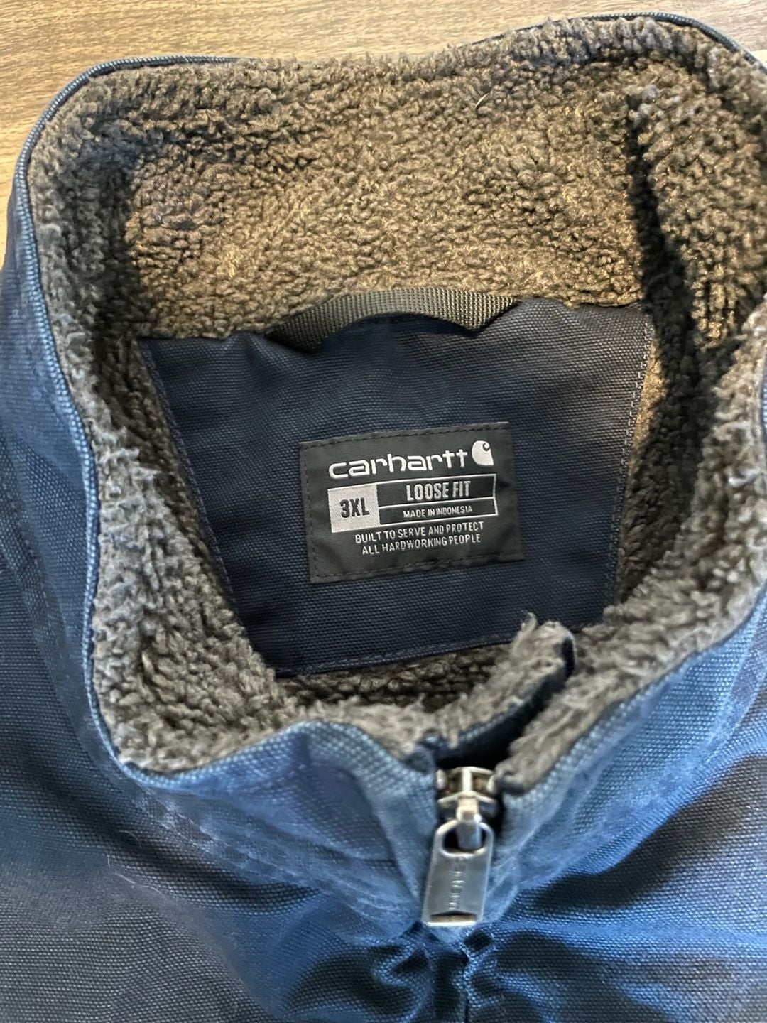 Carhartt Washed Duck Sherpa-Lined Mock-Neck Loose Fit Vest Dark Navy 3XL 4