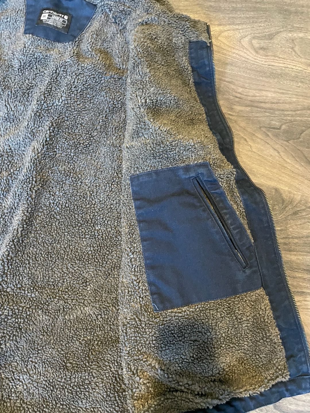 Carhartt Washed Duck Sherpa-Lined Mock-Neck Loose Fit Vest Dark Navy 3XL 5