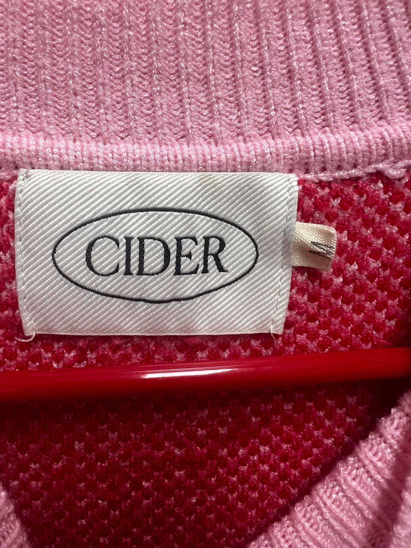 Cider Pink Red Heart Knit Sweater Size M Y2K Valentine Coquette 5