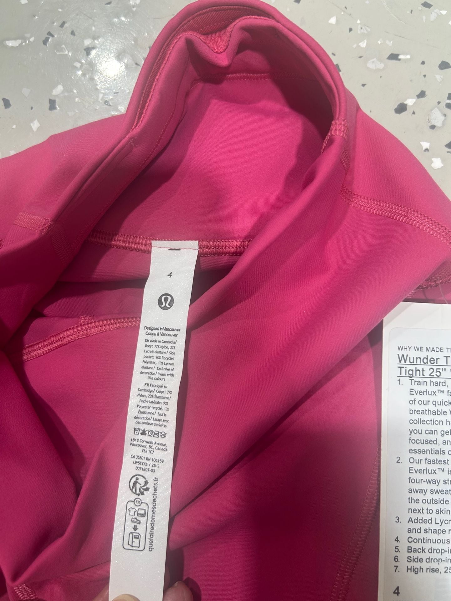 Lululemon Wunder Train High-Rise Tight 25" *Pockets Size 4 Wild Berry 3