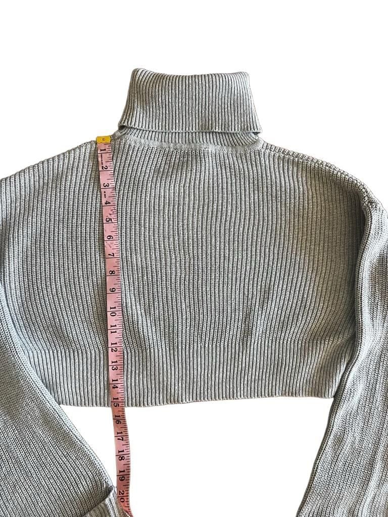 Edikted Gray Ribbed Oversized Cropped Turtleneck Sweater Size M/L 6