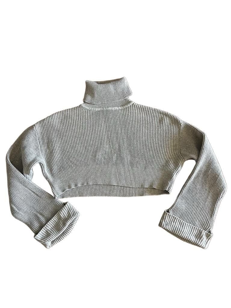 Edikted Gray Ribbed Oversized Cropped Turtleneck Sweater Size M/L 8