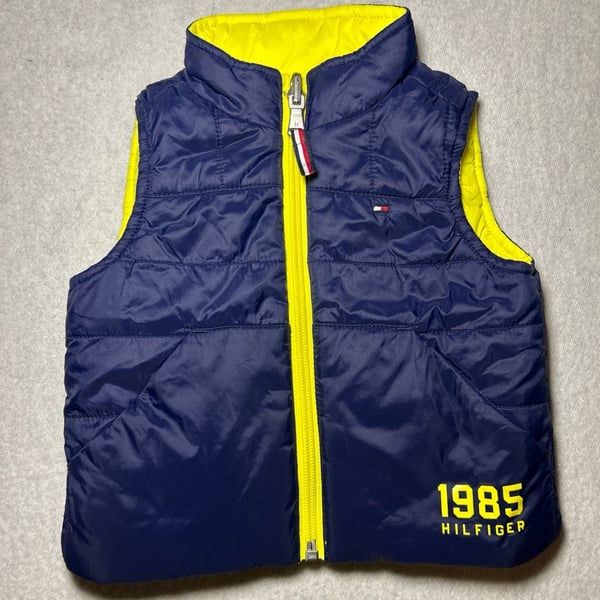 Tommy Hilfiger Reversible Puffer Vest| Navy and Yellow| 12-18M
