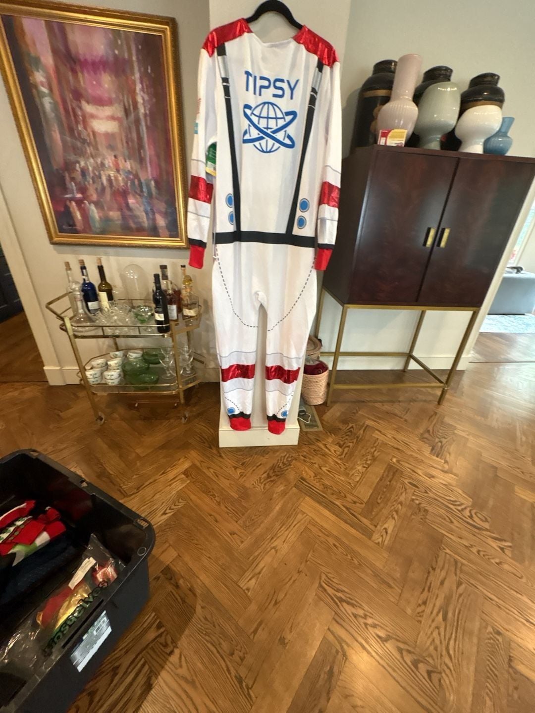Tipsy Elves Tipsy Astronaut Costume Men's White Jumpsuit helmet &belt M 10