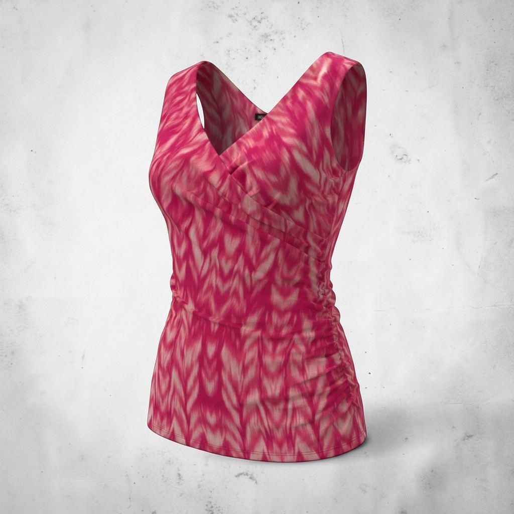 INC International Concepts Printed Top Blouse Pink White Petite PS 3