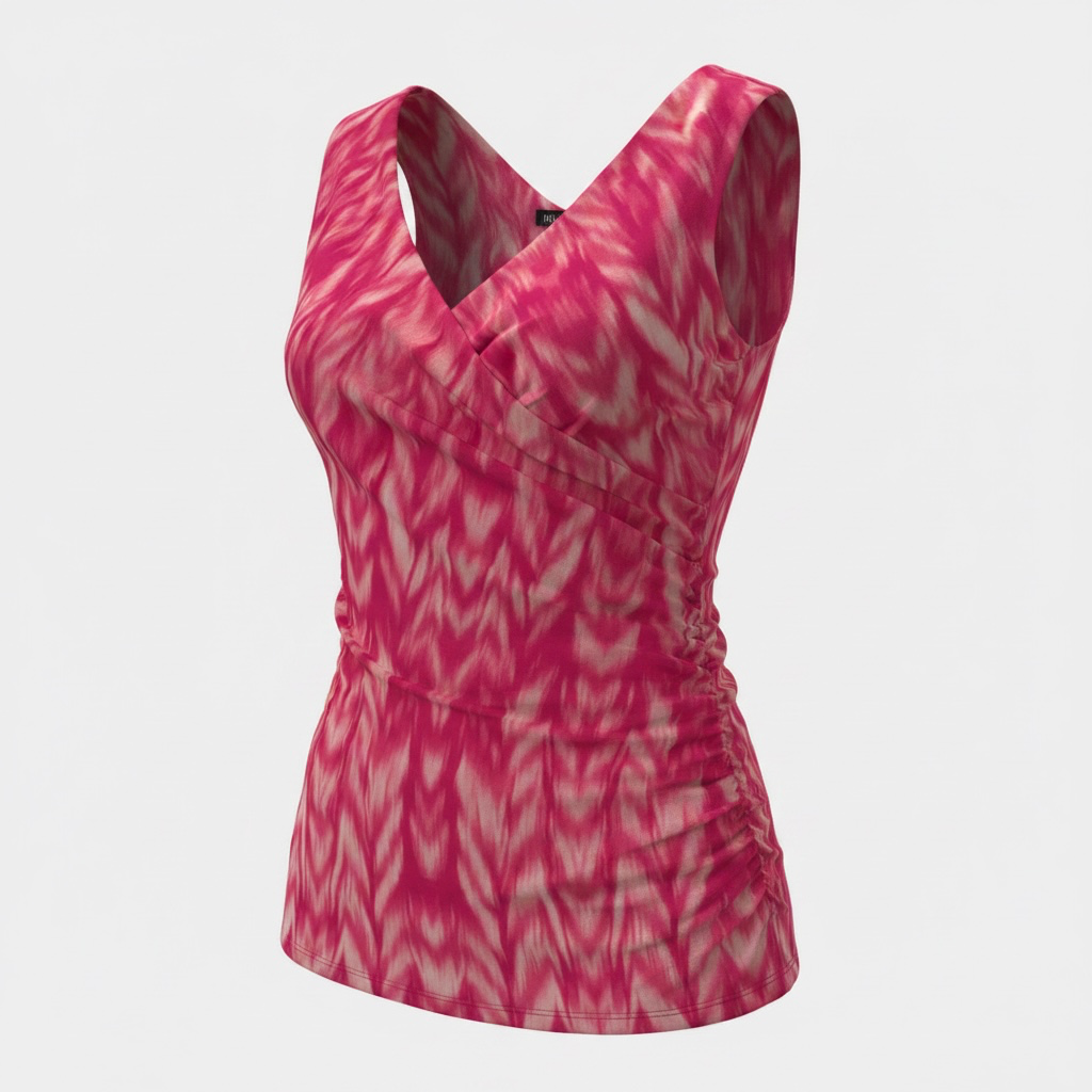INC International Concepts Printed Top Blouse Pink White Petite PS 4