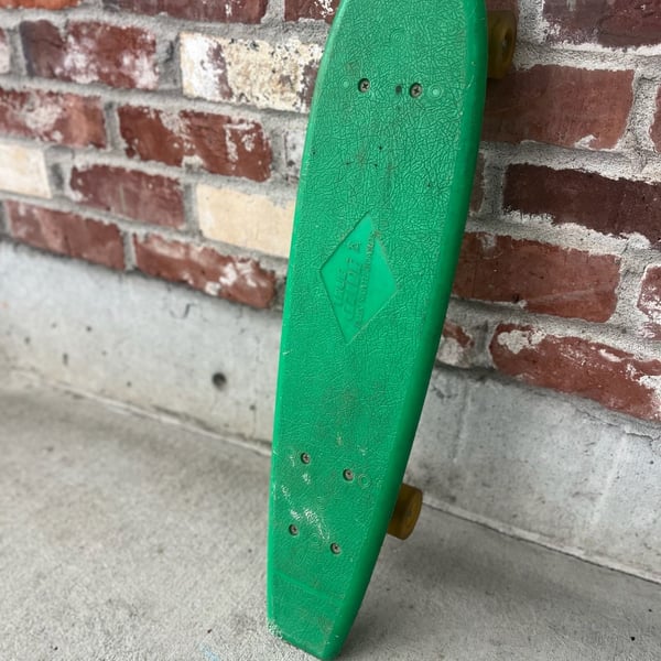 Vintage 1970s Frand Corp True Glide Flex Skateboard Green Deck Trucks Wheels