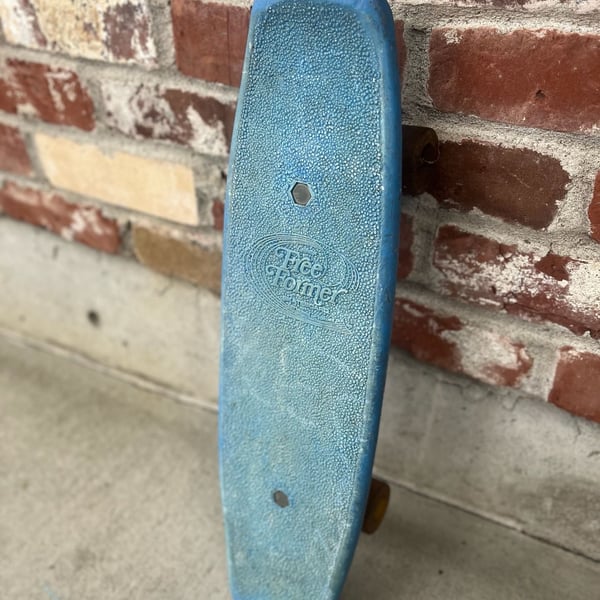 Vintage 1970s California Free Former Blue Plastic Skateboard with ALS Trucks