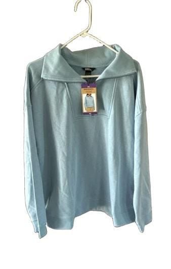 Eddie Bauer Women's Light Blue Quarter Zip Pullover Sweatshirt, XXL 0048 2