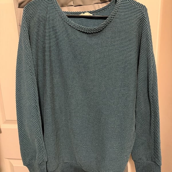 Blumin Apparel Teal Textured Ribbed Long Sleeve Crewneck Sweater