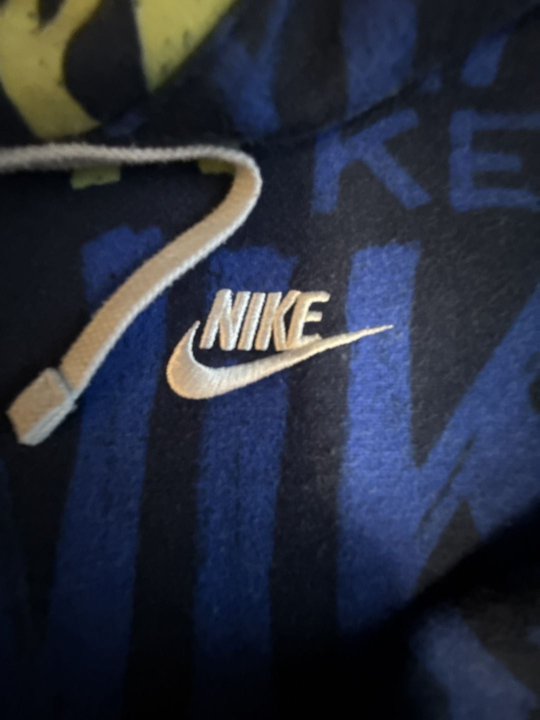 Nike Men's Sportswear Club Fleece Hoodie – Blue and Yellow All-Over Print 2