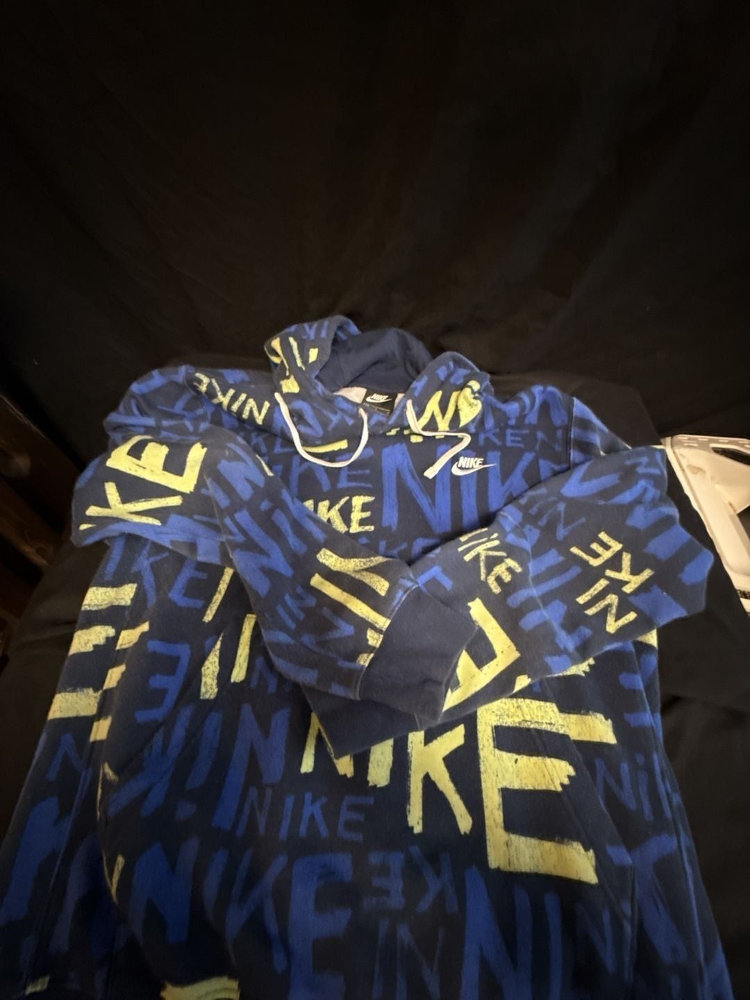 Nike Men's Sportswear Club Fleece Hoodie – Blue and Yellow All-Over Print 3