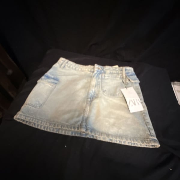 Zara Light Wash Denim Mini Skirt
