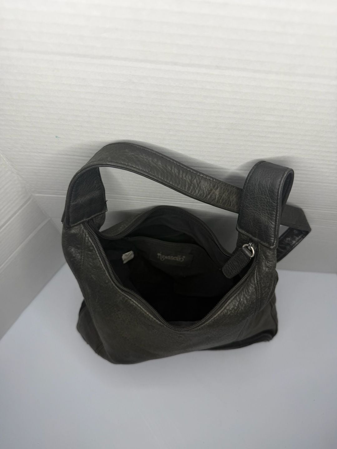 Tignanello Black Leather Hobo Shoulder Bag 2