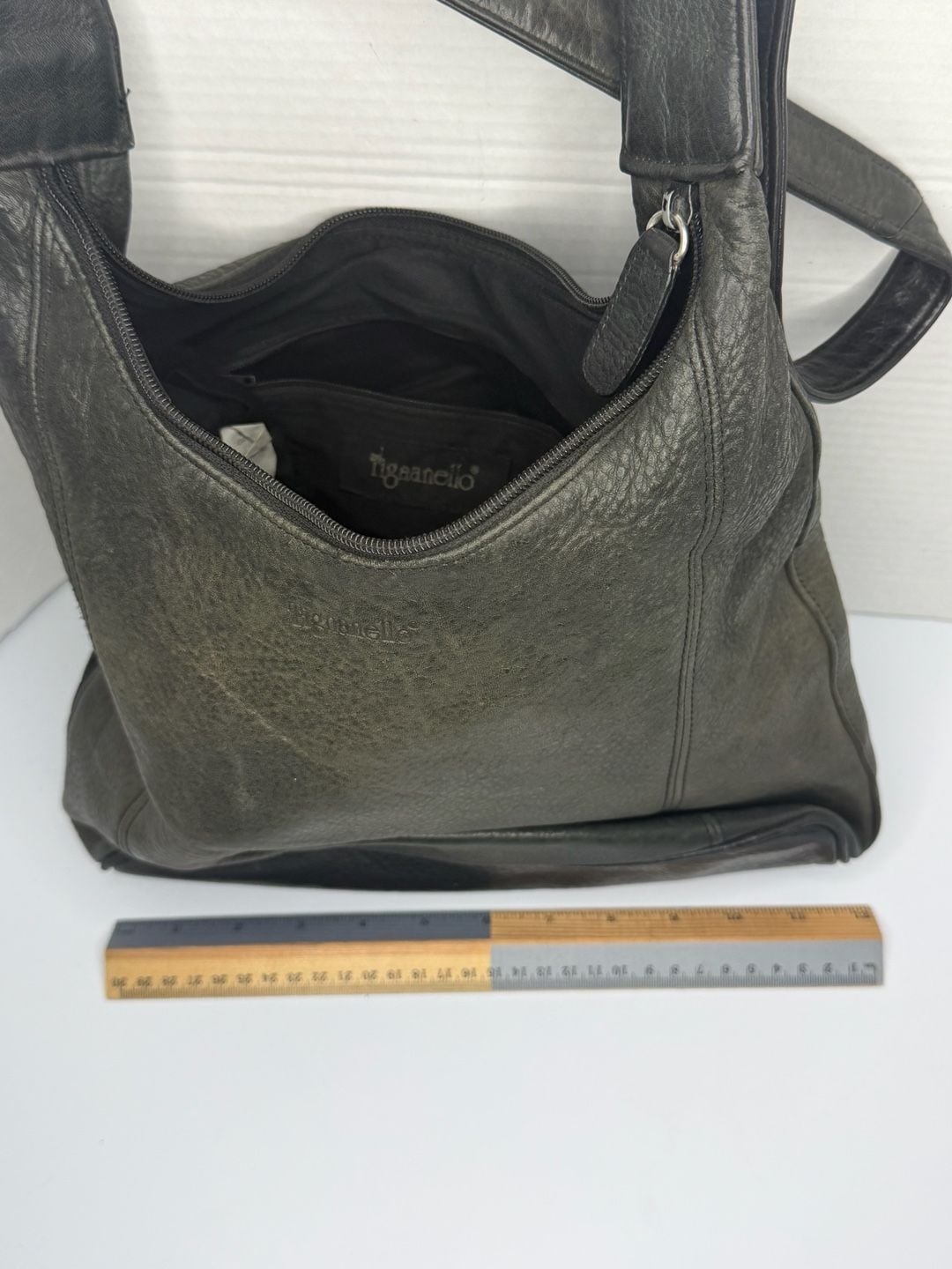 Tignanello Black Leather Hobo Shoulder Bag 5