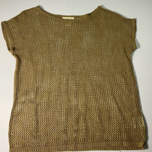 Denim & Supply Ralph Lauren Golden Brown Mesh Knit Boatneck Top