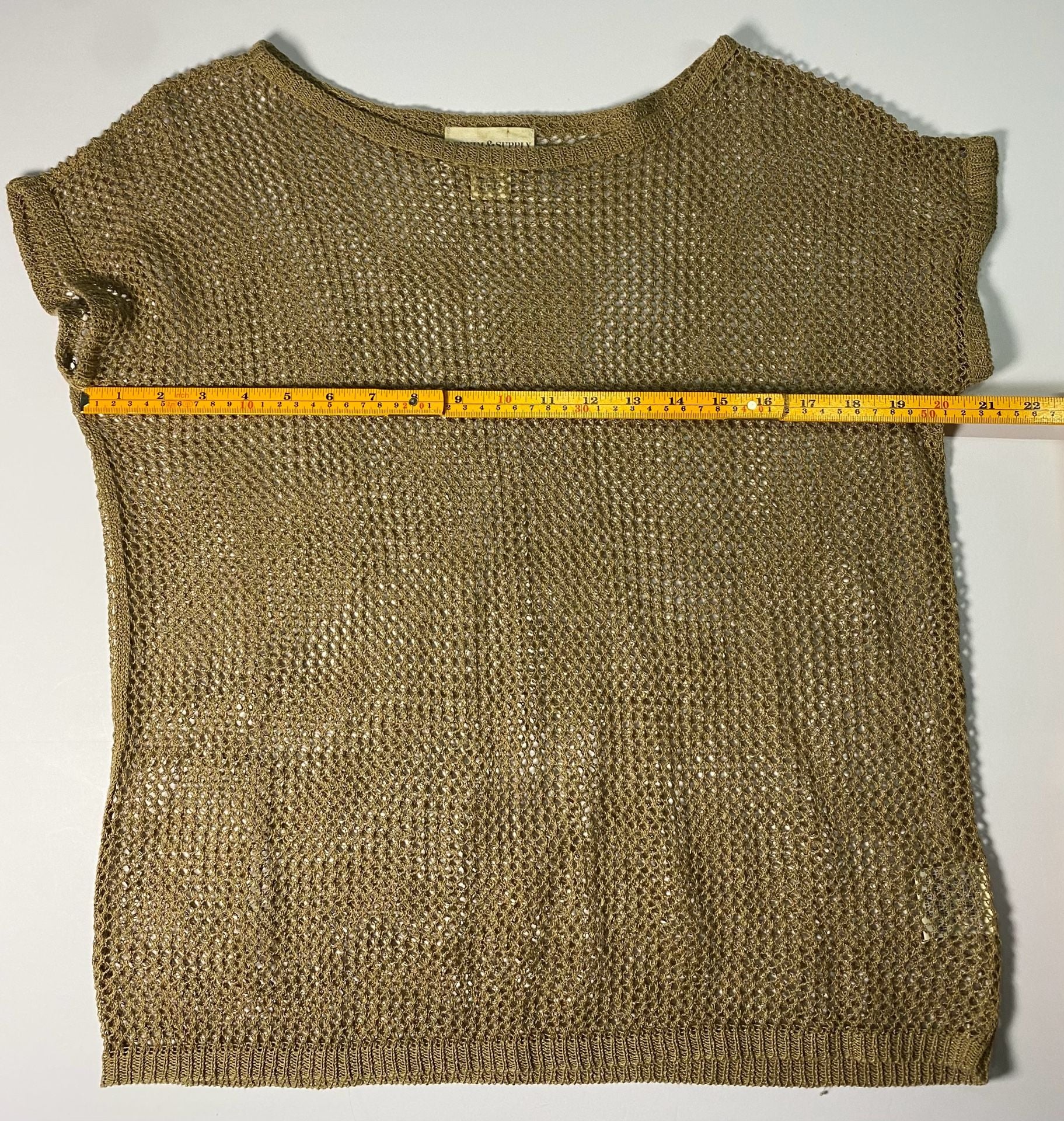 Denim & Supply Ralph Lauren Golden Brown Mesh Knit Boatneck Top 7