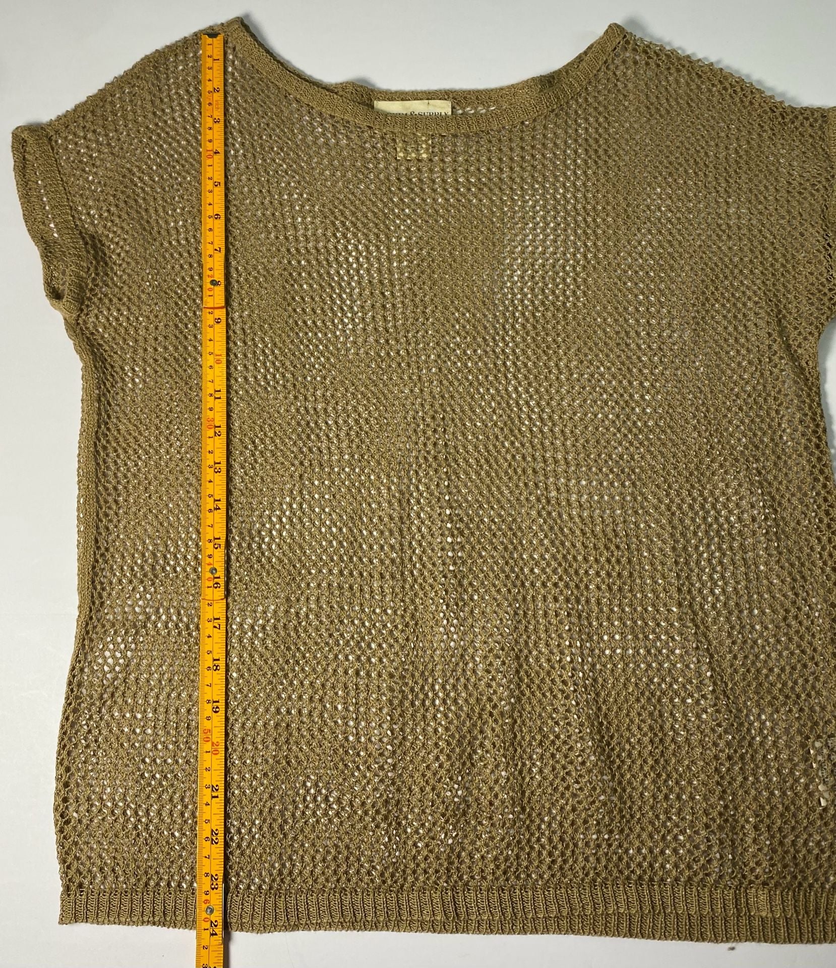 Denim & Supply Ralph Lauren Golden Brown Mesh Knit Boatneck Top 8