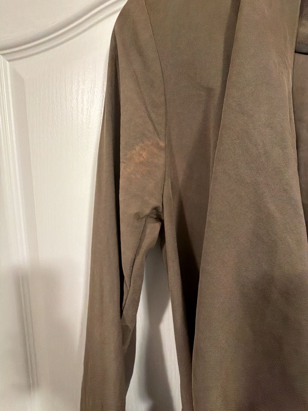 Express Brown Suede Soft Trench Coat with Belt and Zip Pockets 19